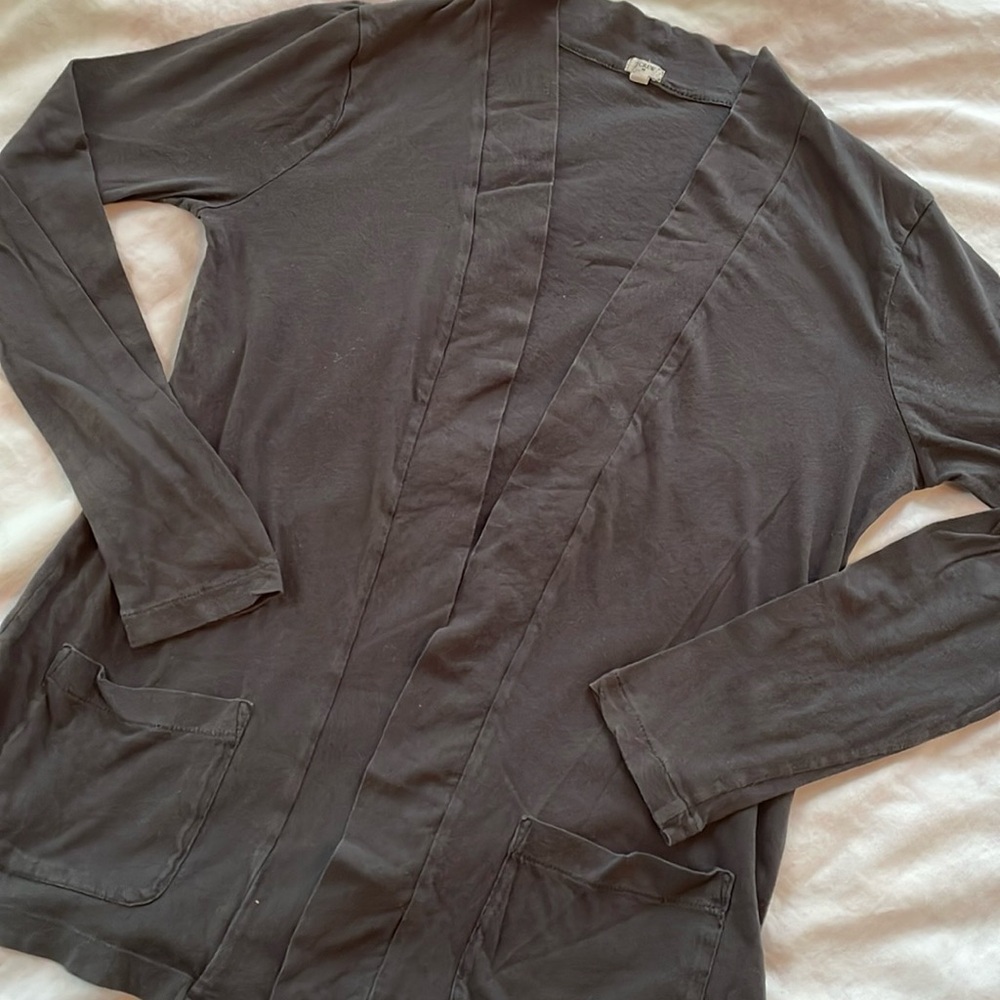 J. Crew lightweight cotton knit open cardigan in charcoal gray size S